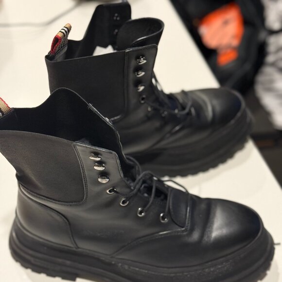 BURBERRY Springton leather platform ankle boots - Picture 2 of 3